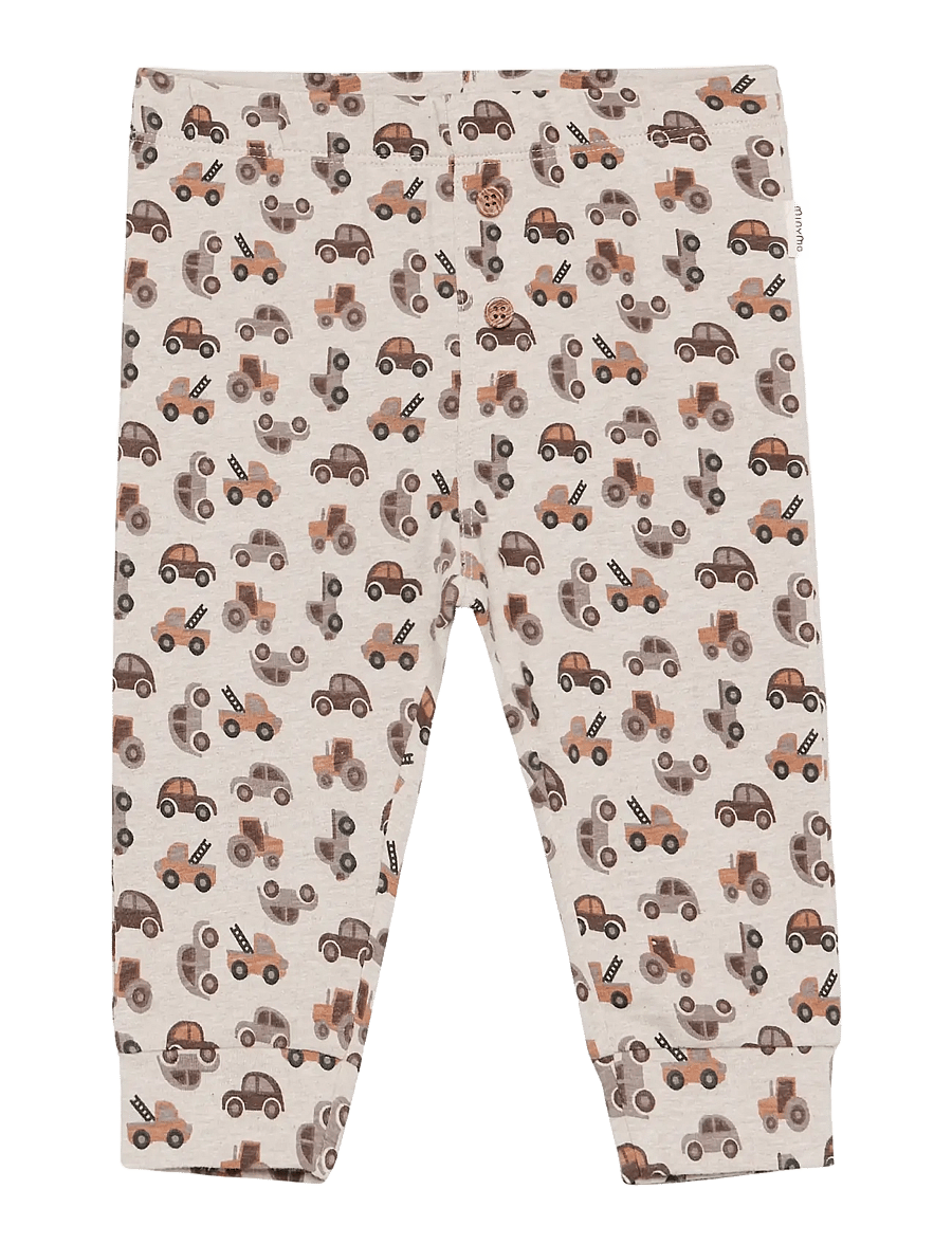 Minymo - Pants AOP - mjukisbyxor - beige melange - 0