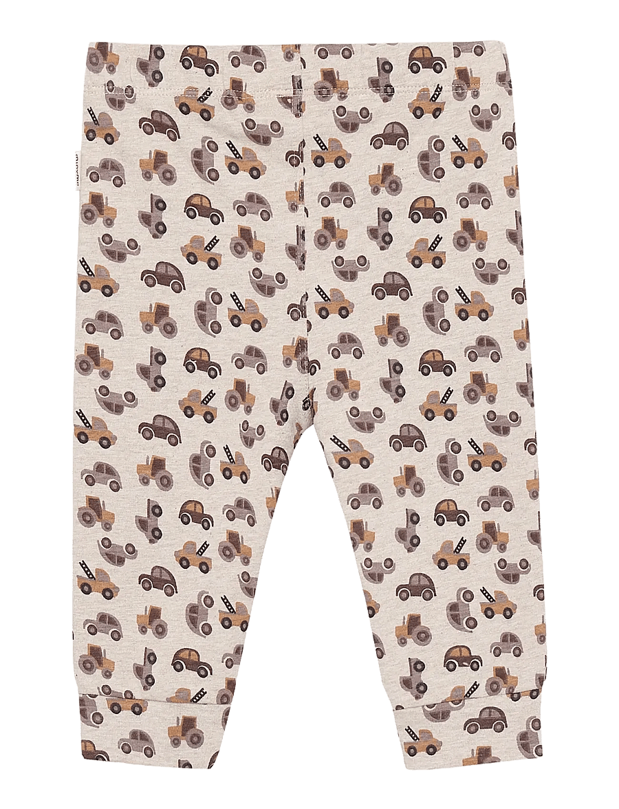Minymo - Pants AOP - mjukisbyxor - beige melange - 1