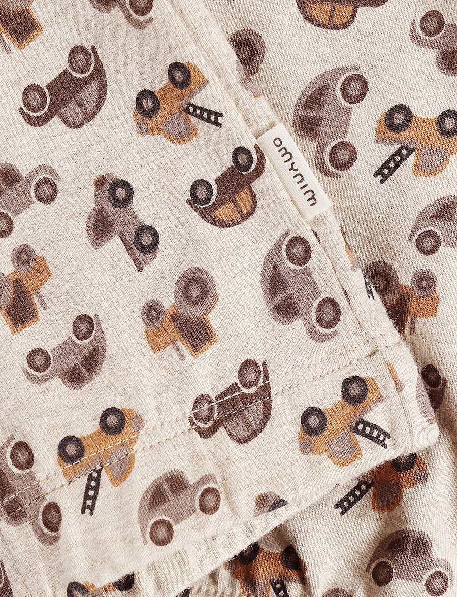 Minymo - Pants AOP - mjukisbyxor - beige melange - 2