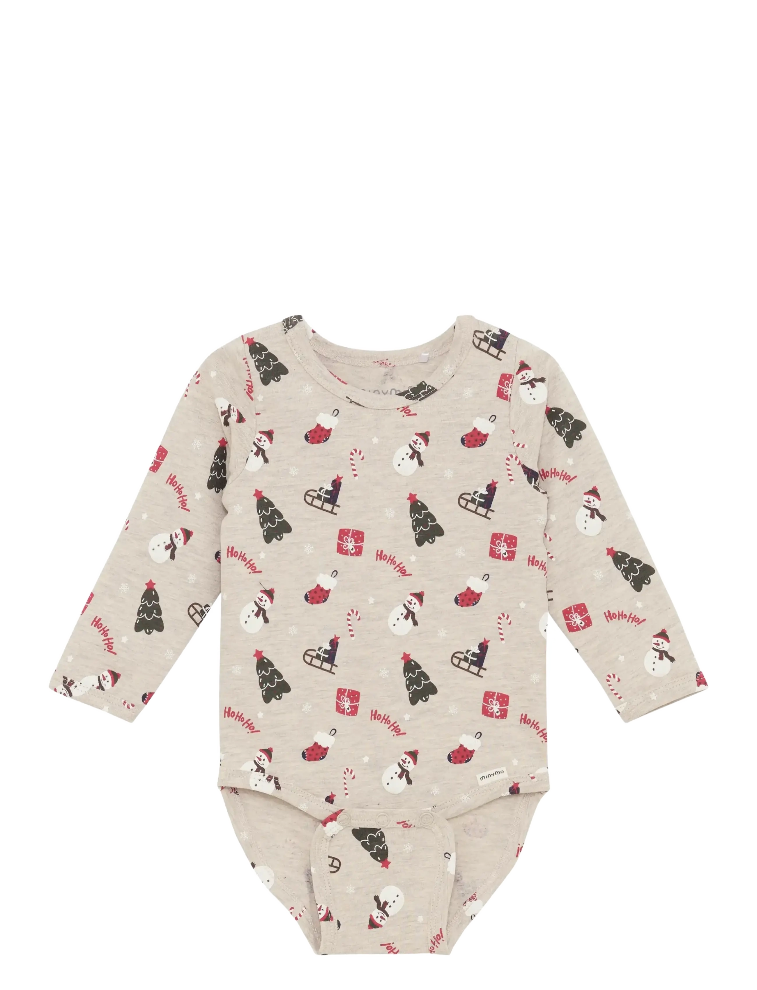 Minymo Body LS AOP - Long-sleeved bodies - BEIGE MELANGE / beige
