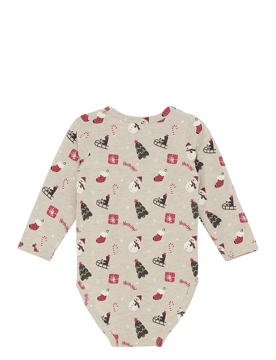 Minymo - Body LS AOP - långärmade bodies - beige melange - 1