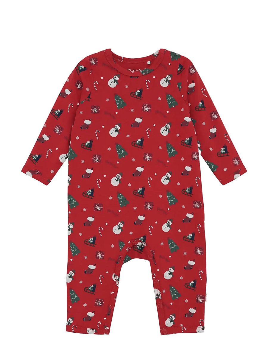 Minymo - Suit LS AOP - långärmade bodysuits - scarlet sage - 0