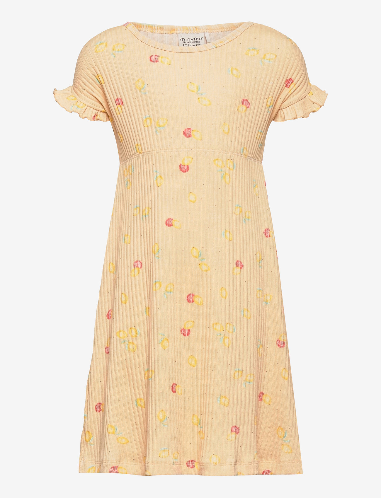 Minymo - Dress SS Rib AOP - wheat - 0