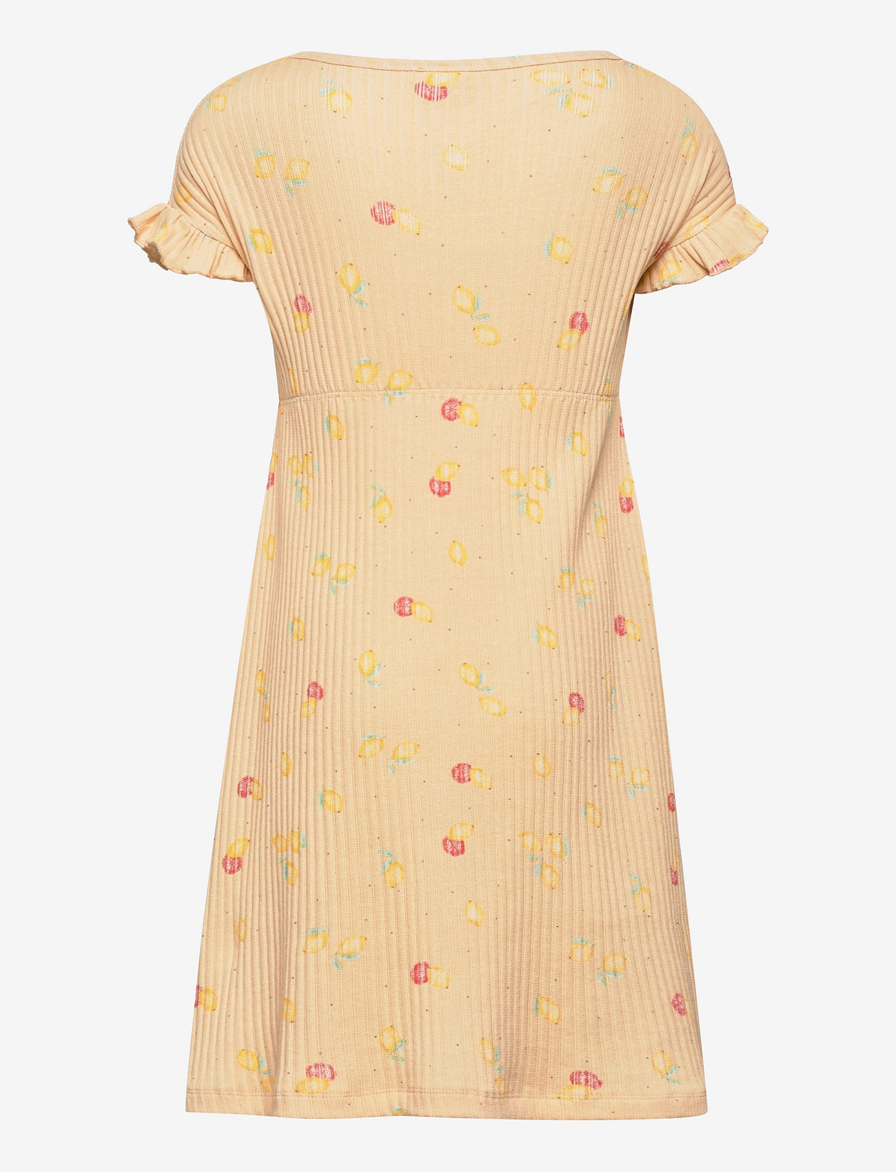 Minymo - Dress SS Rib AOP - wheat - 1
