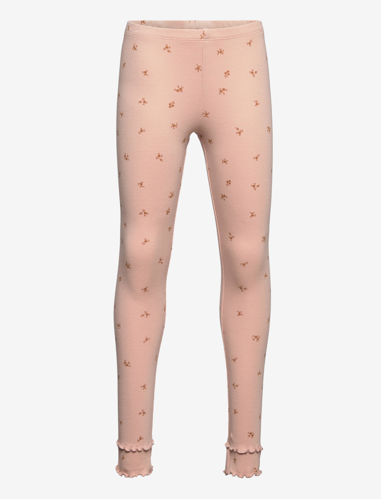 Minymo - Leggings Rib AOP - mahogany rose - 0