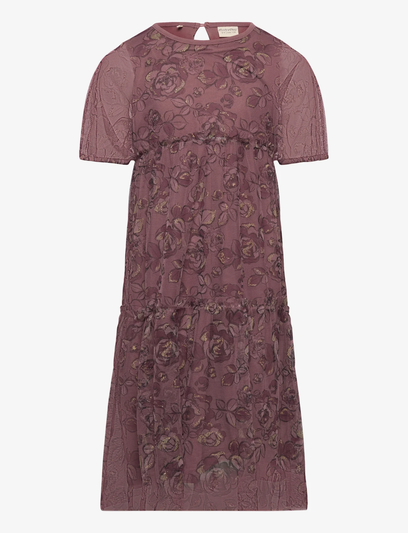 Minymo - Dress SS AOP - vakarinės suknelės - rose taupe - 0