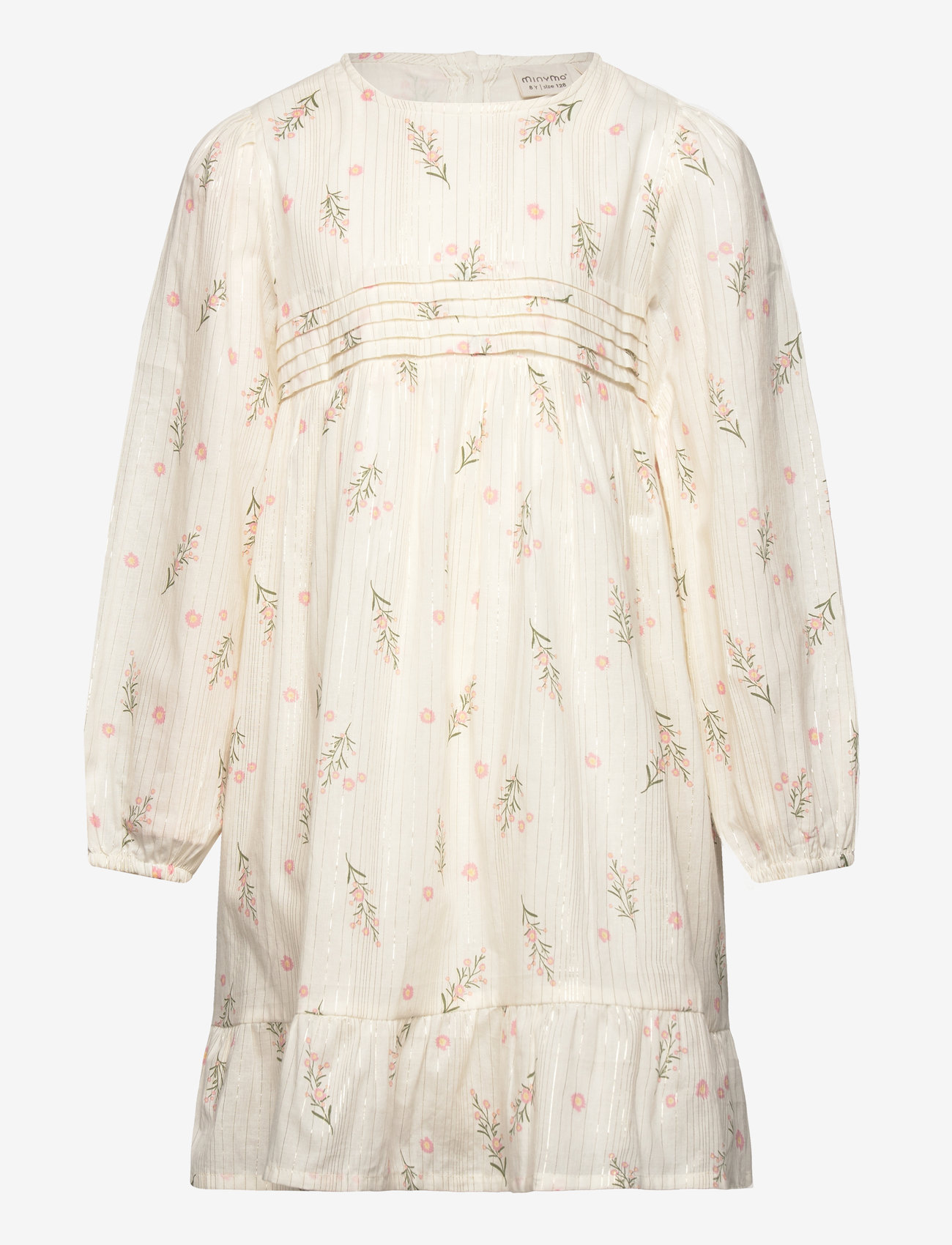 Minymo - Dress LS AOP w. Lining - eggnog - 0