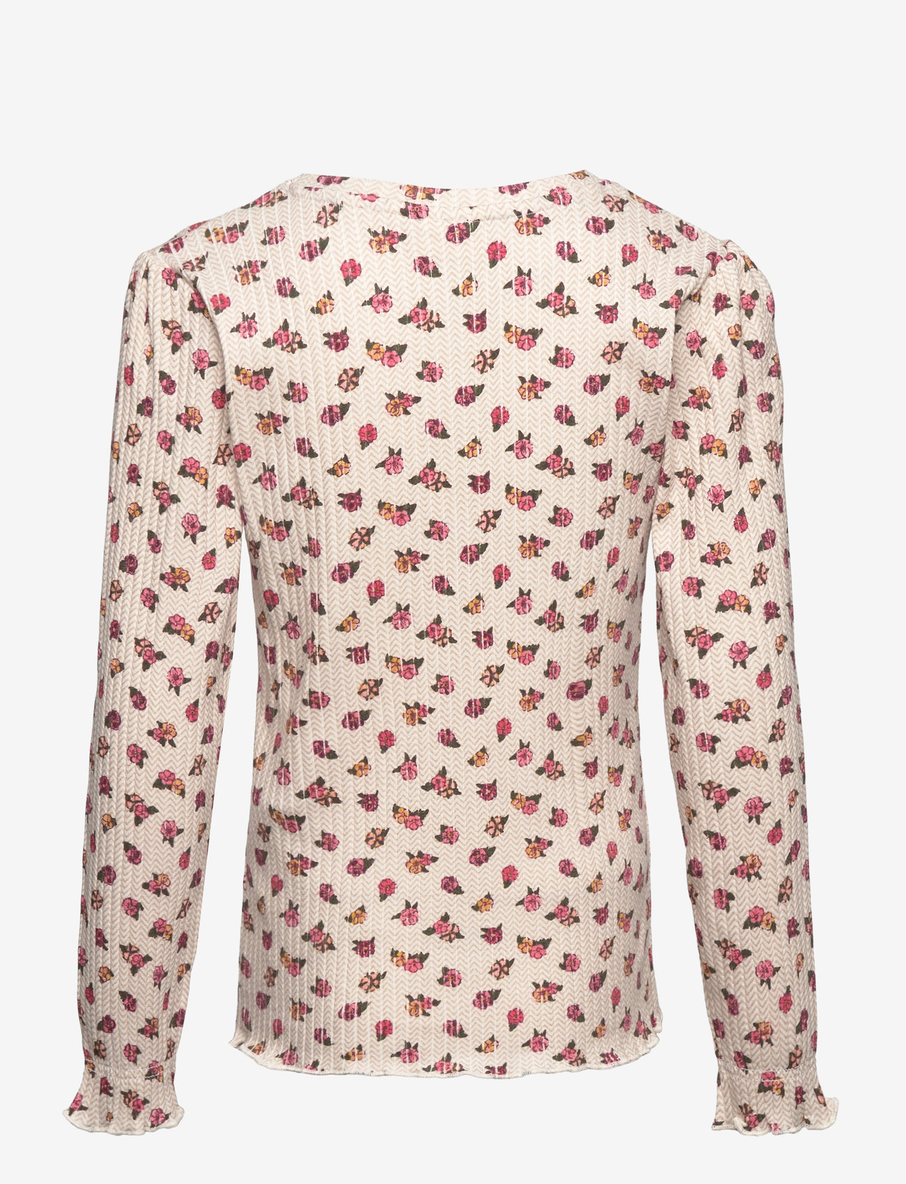 Minymo - T-shirt LS AOP Rib - eggnog - 1