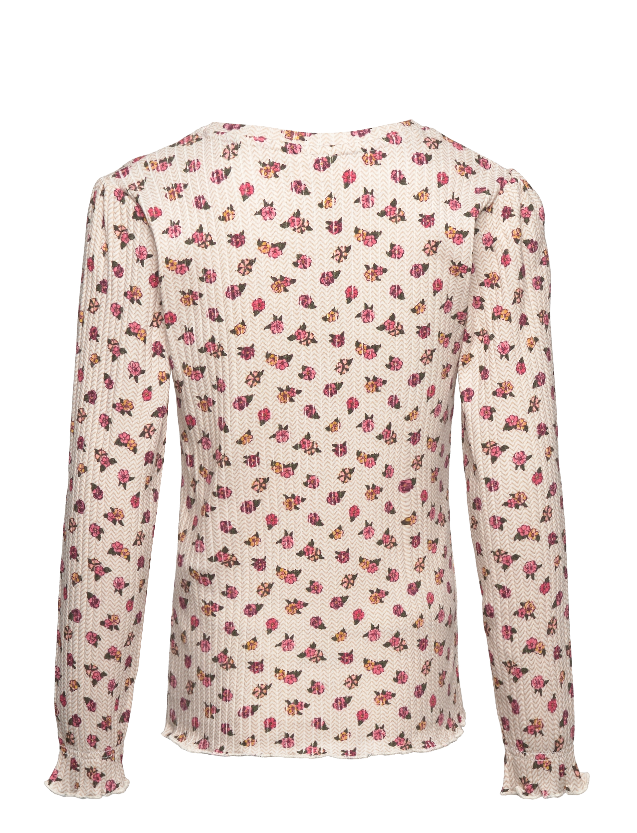 Minymo - T-shirt LS AOP Rib - eggnog - 1