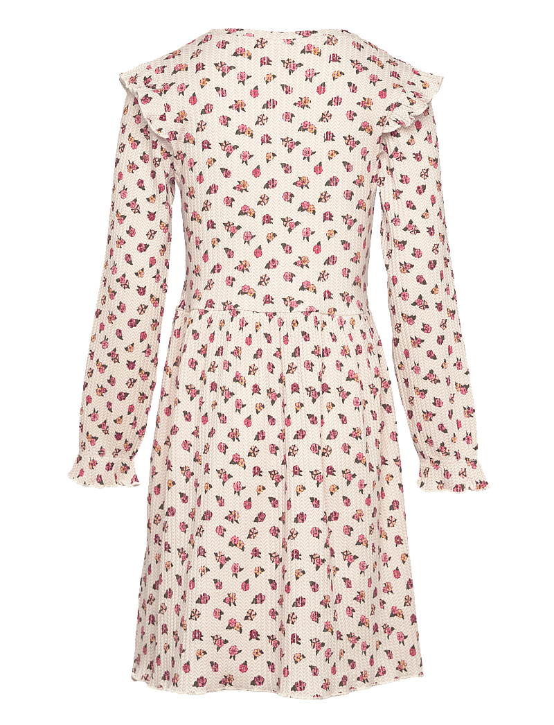 Minymo - Dress LS AOP Rib - langärmelige freizeitkleider - eggnog - 1