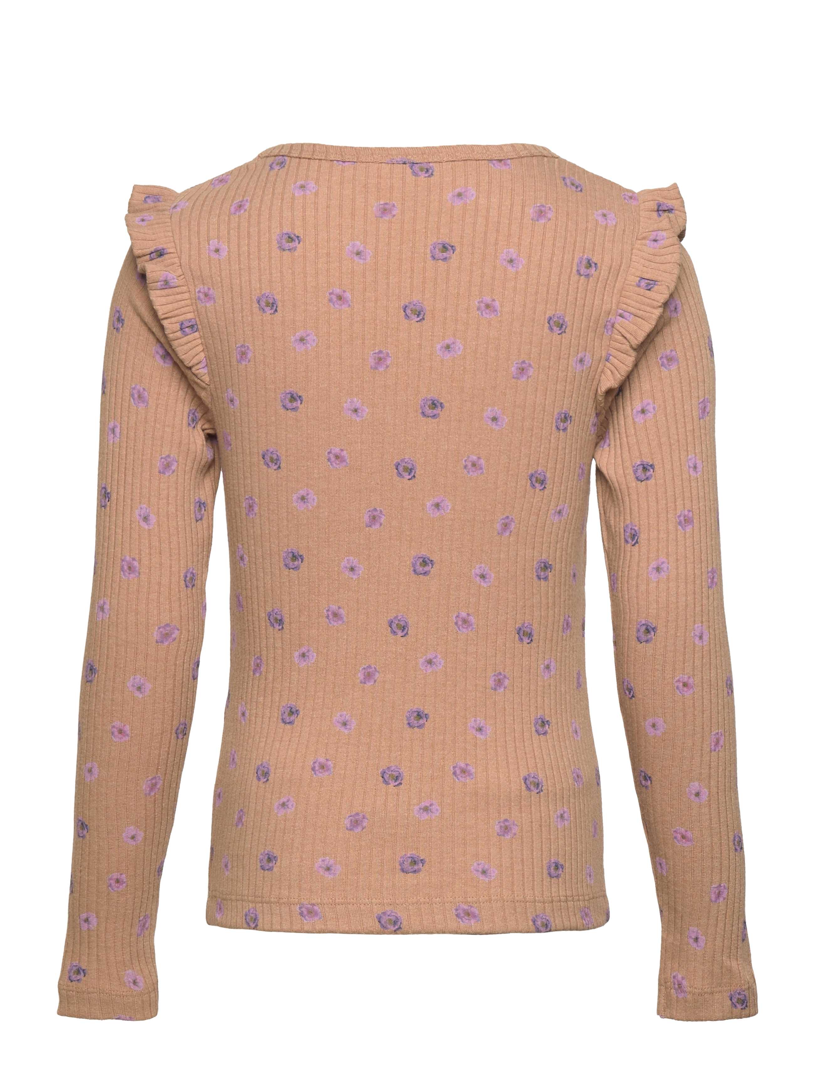 Minymo - T-shirt LS AOP Rib - tannin - 1