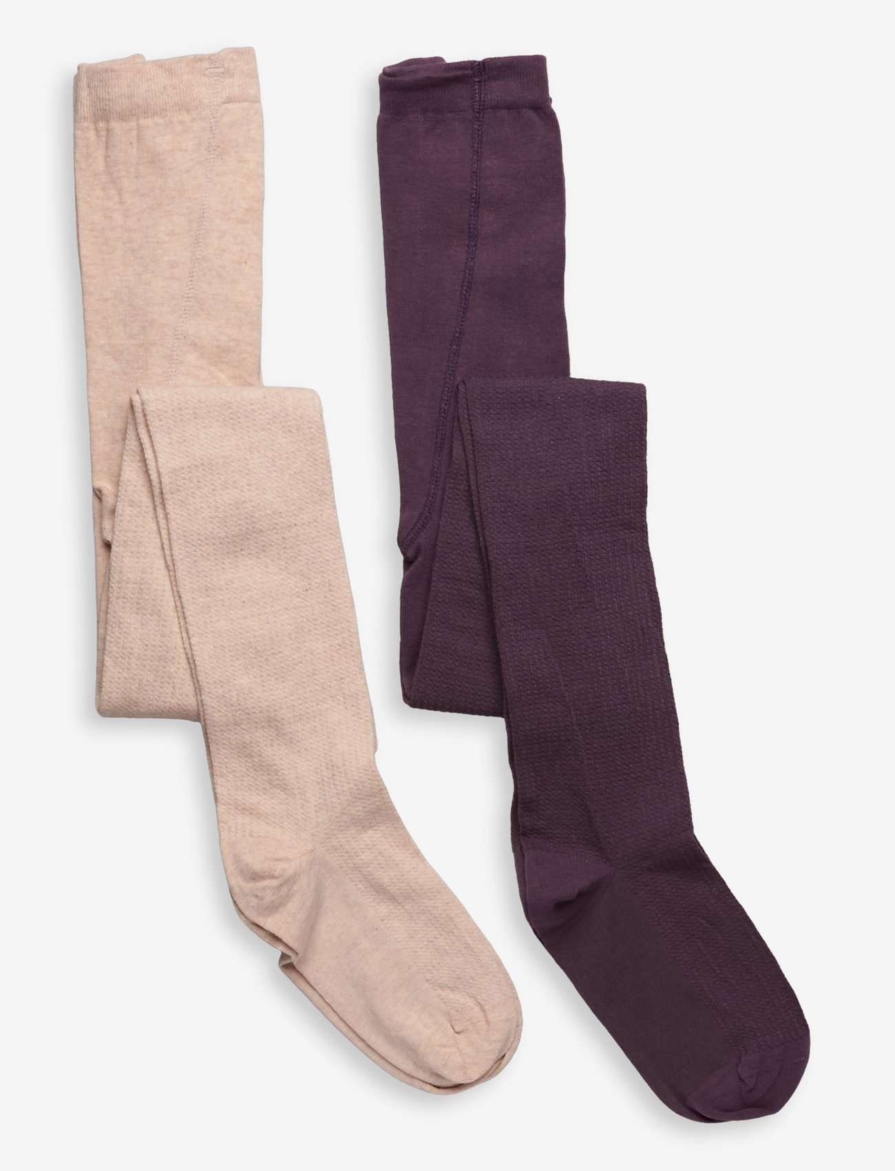 Minymo - 2-Pack Stockings w. Pattern - black plum - 0