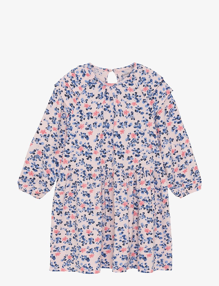 Minymo - Dress LS AOP - langärmelige freizeitkleider - pink dogwood - 1
