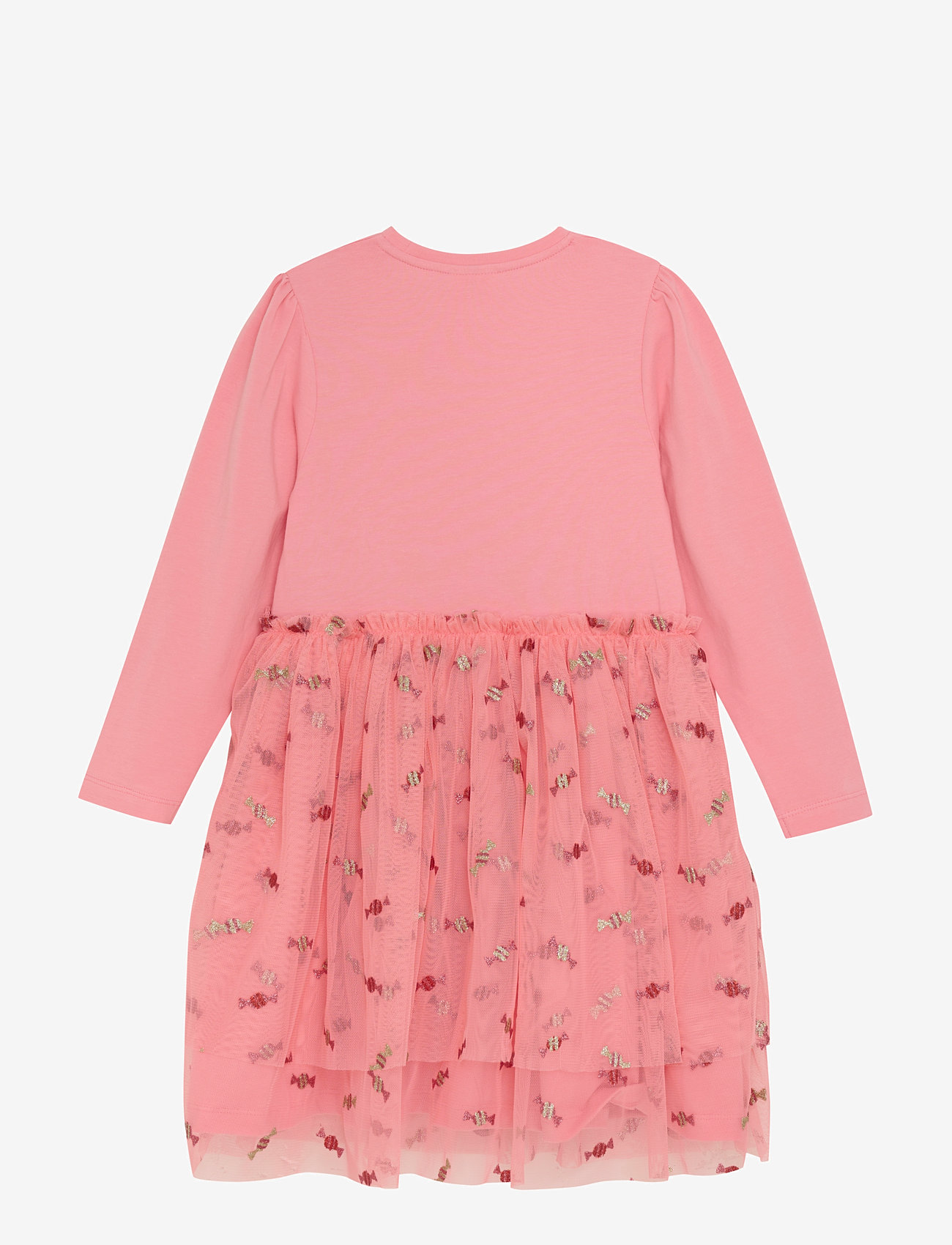 Minymo - Dress LS w. Tulle - kleider - strawberry ice - 1