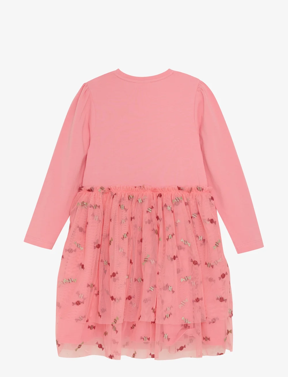 Minymo - Dress LS w. Tulle - klänningar - strawberry ice - 1