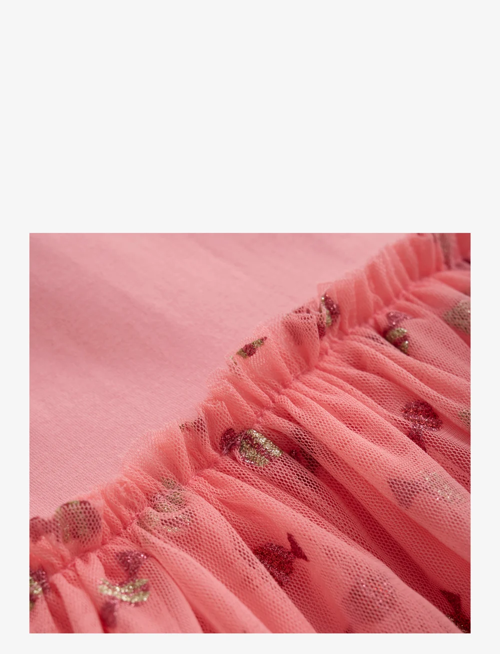 Minymo - Dress LS w. Tulle - klänningar - strawberry ice - 2