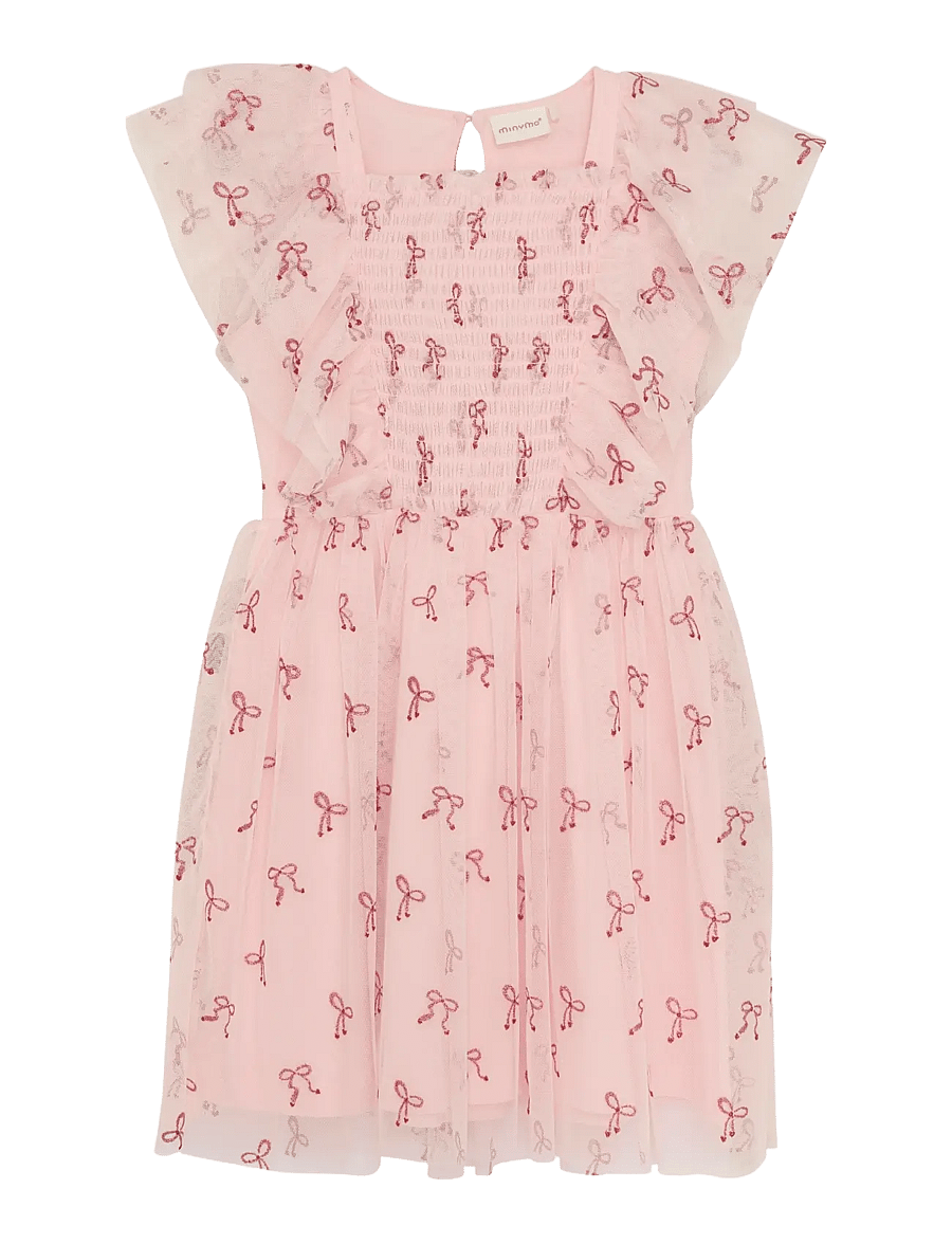 Minymo - Dress w. Glitter AOP - rosen quartz - 0