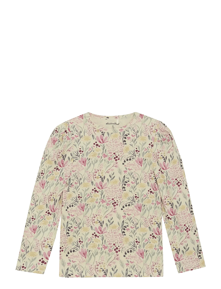 Minymo - T-shirt LS AOP - langärmelig - sandshell - 0