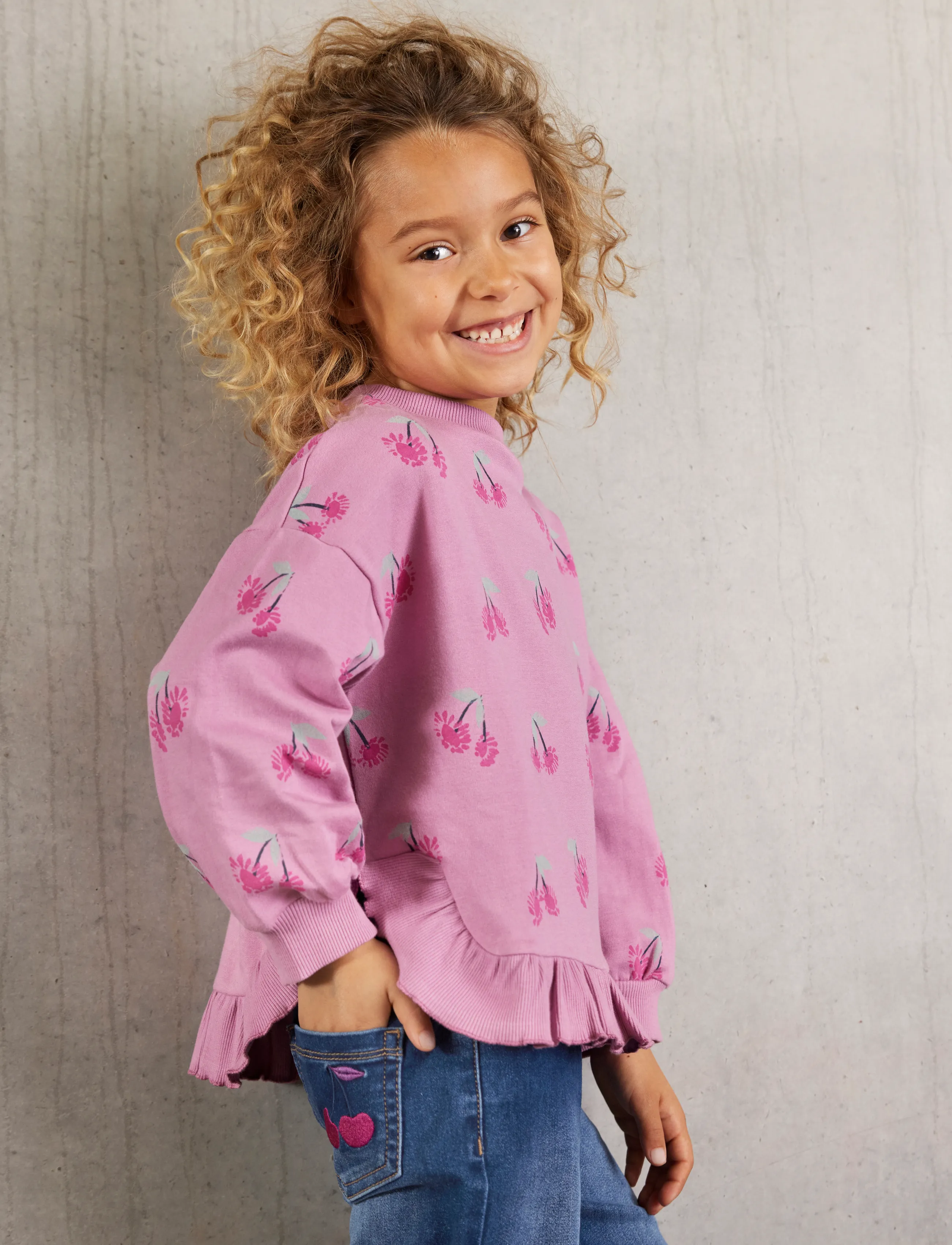 Minymo Sweatshirt Ls Aop, 98, Sweatshirts & Hoodies, Rosa - Sweatshirts, Kinder
