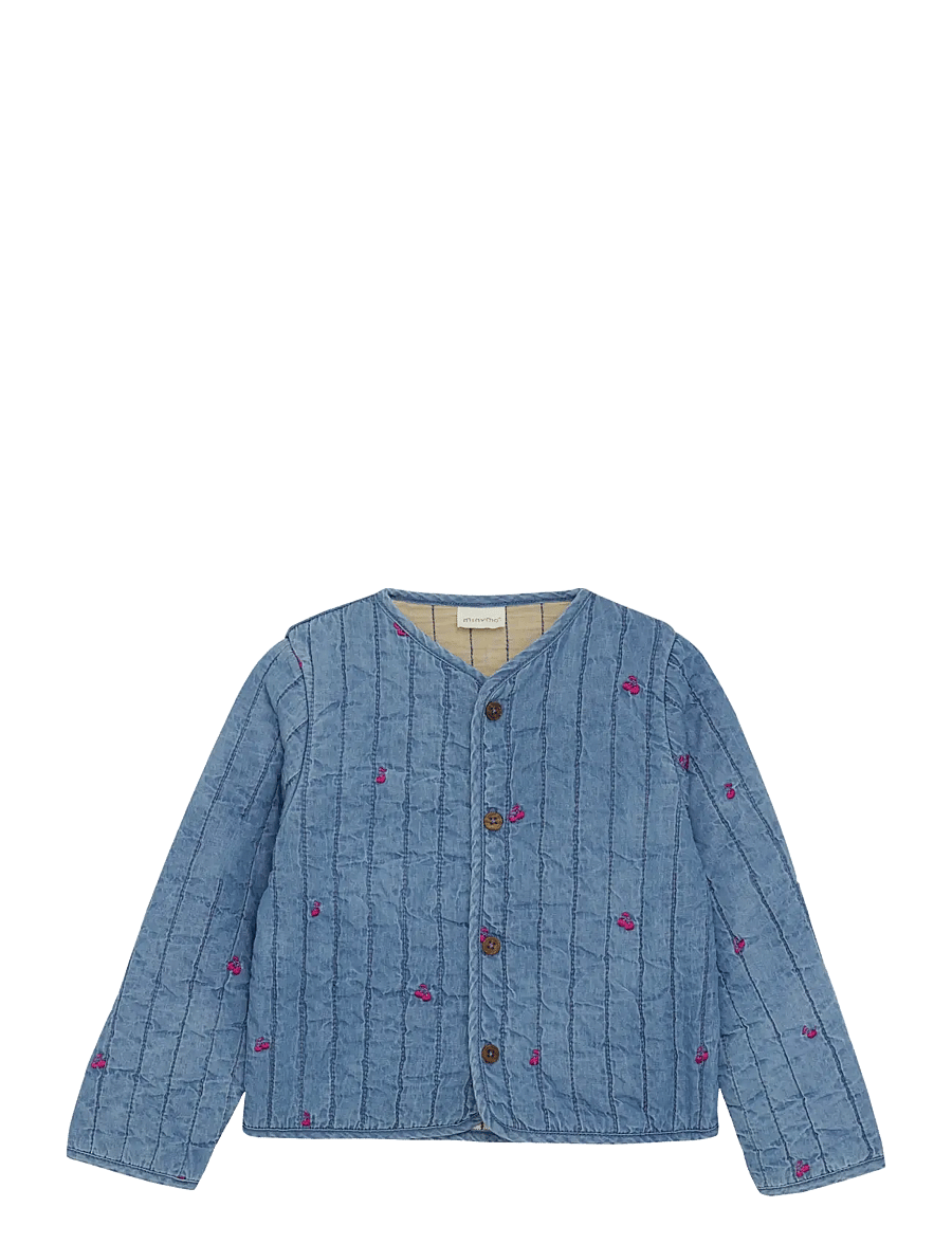 Minymo - Jacket Quilt w. Emb - cardigans - ombre blue - 0