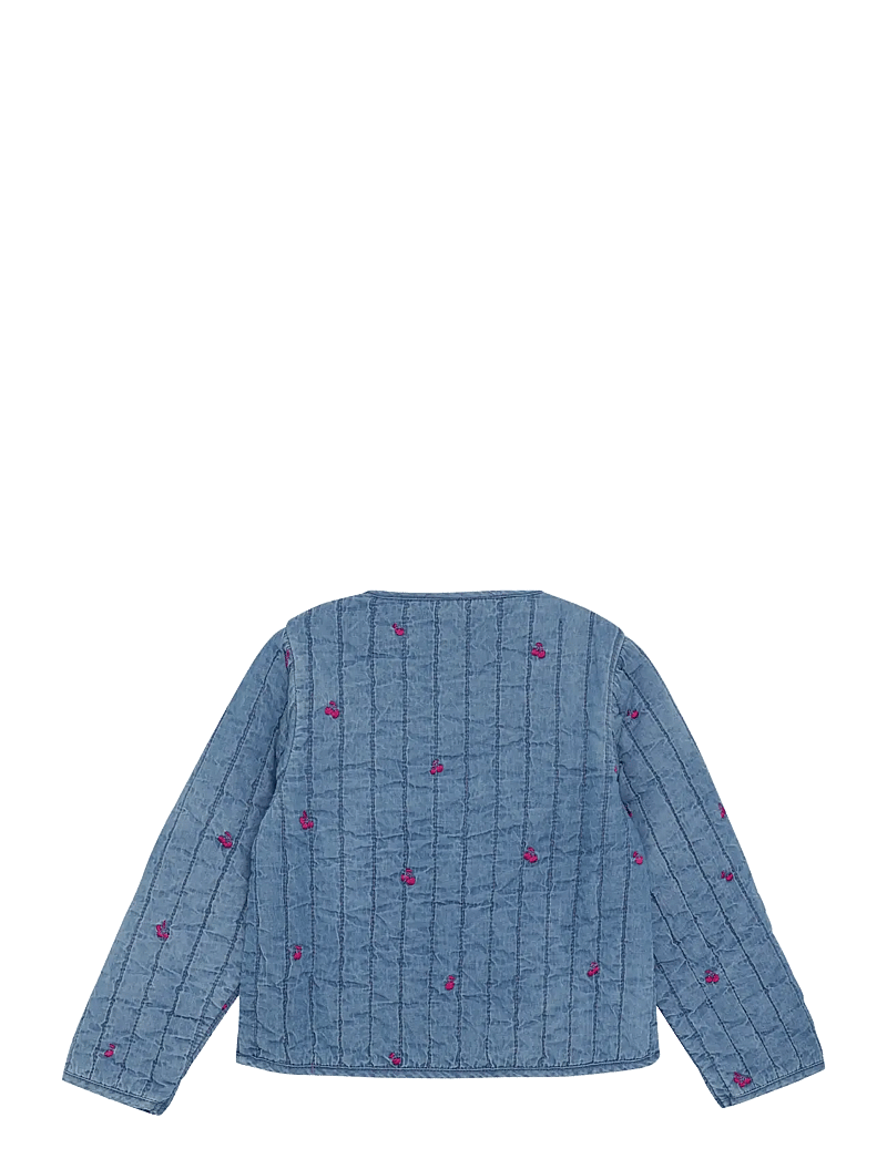 Minymo - Jacket Quilt w. Emb - cardigans - ombre blue - 1