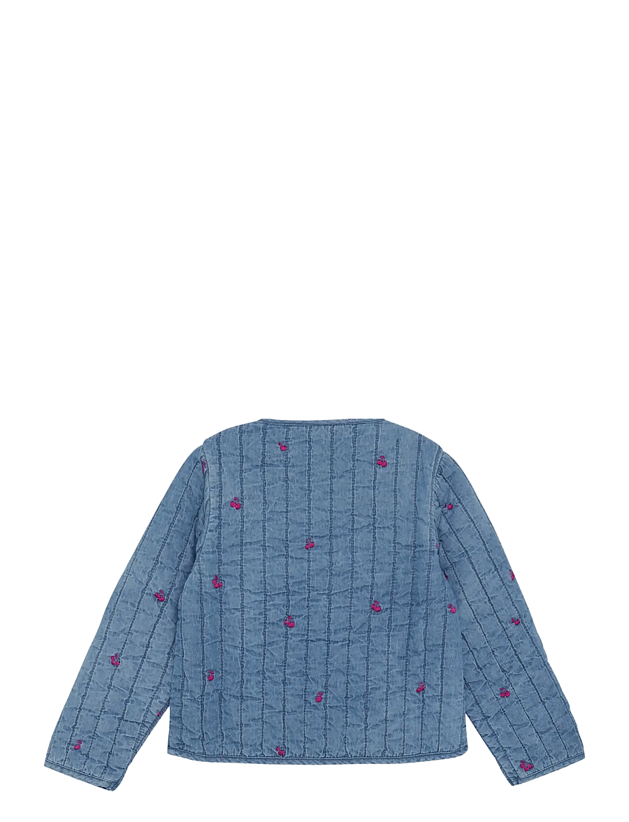 Minymo - Jacket Quilt w. Emb - cardigans - ombre blue - 1