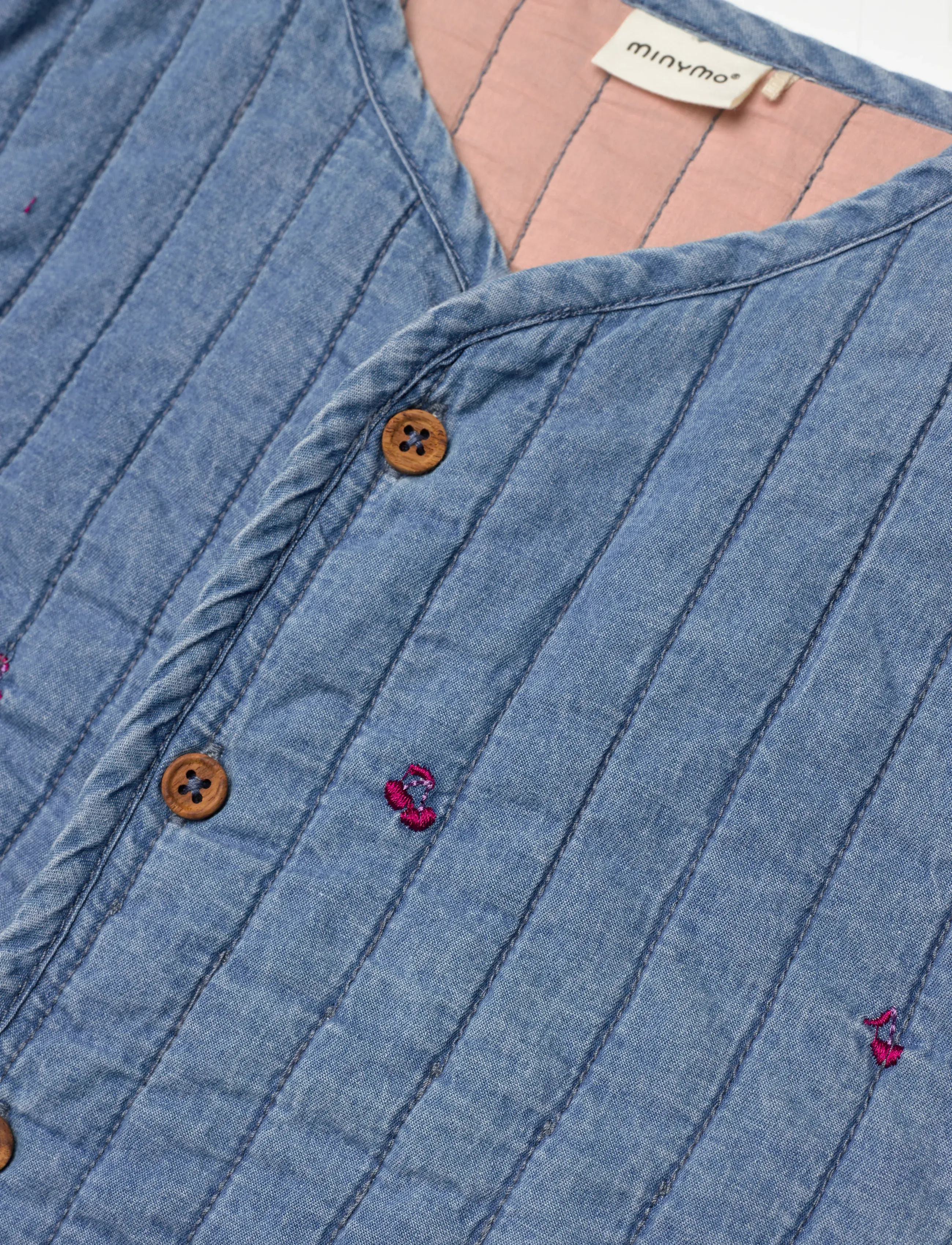Minymo - Jacket Quilt w. Emb - cardigans - ombre blue - 2