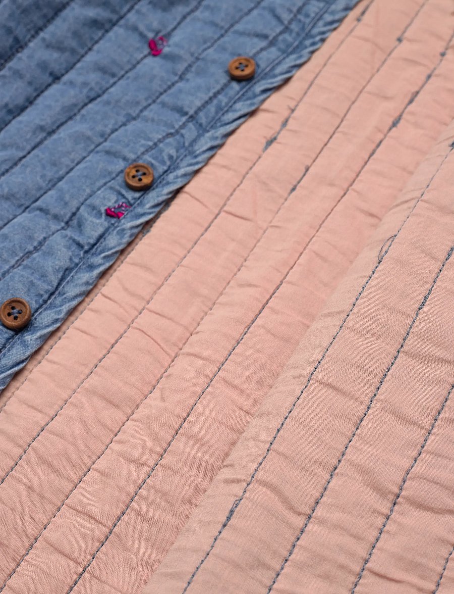 Minymo - Jacket Quilt w. Emb - cardigans - ombre blue - 3