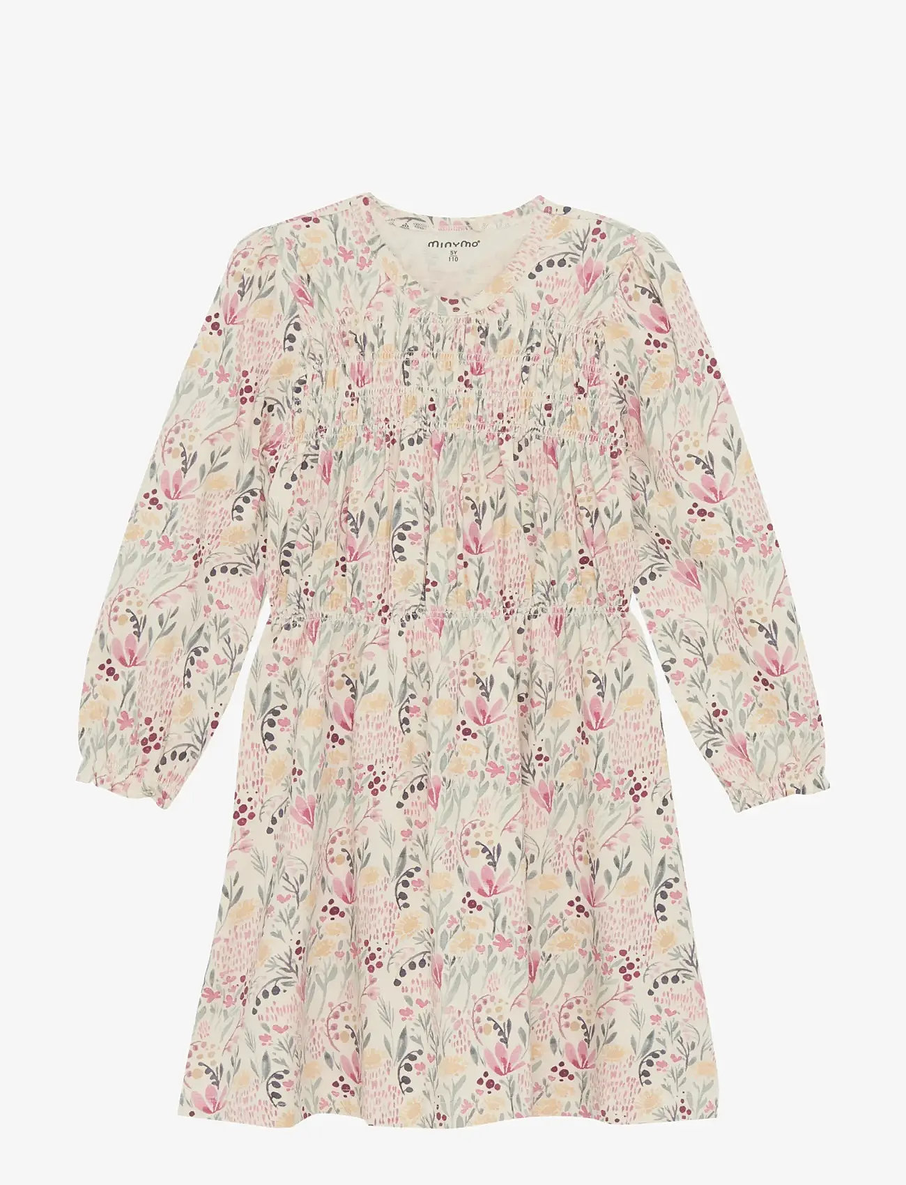 Minymo - Dress LS AOP - langärmelige freizeitkleider - sandshell - 0