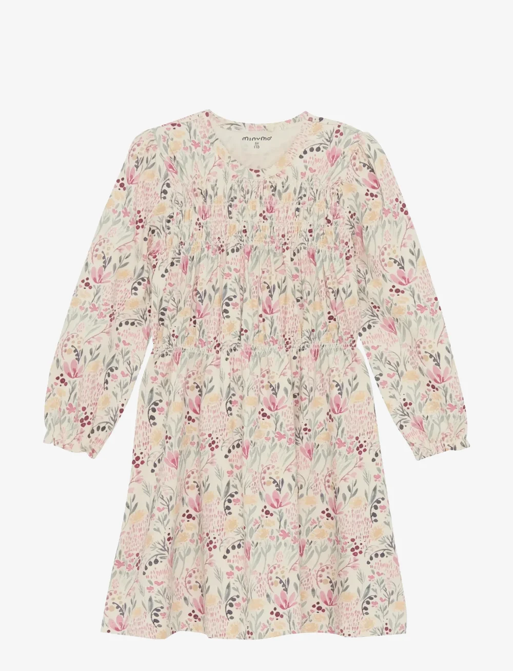 Minymo - Dress LS AOP - langærmede hverdagskjoler - sandshell - 1