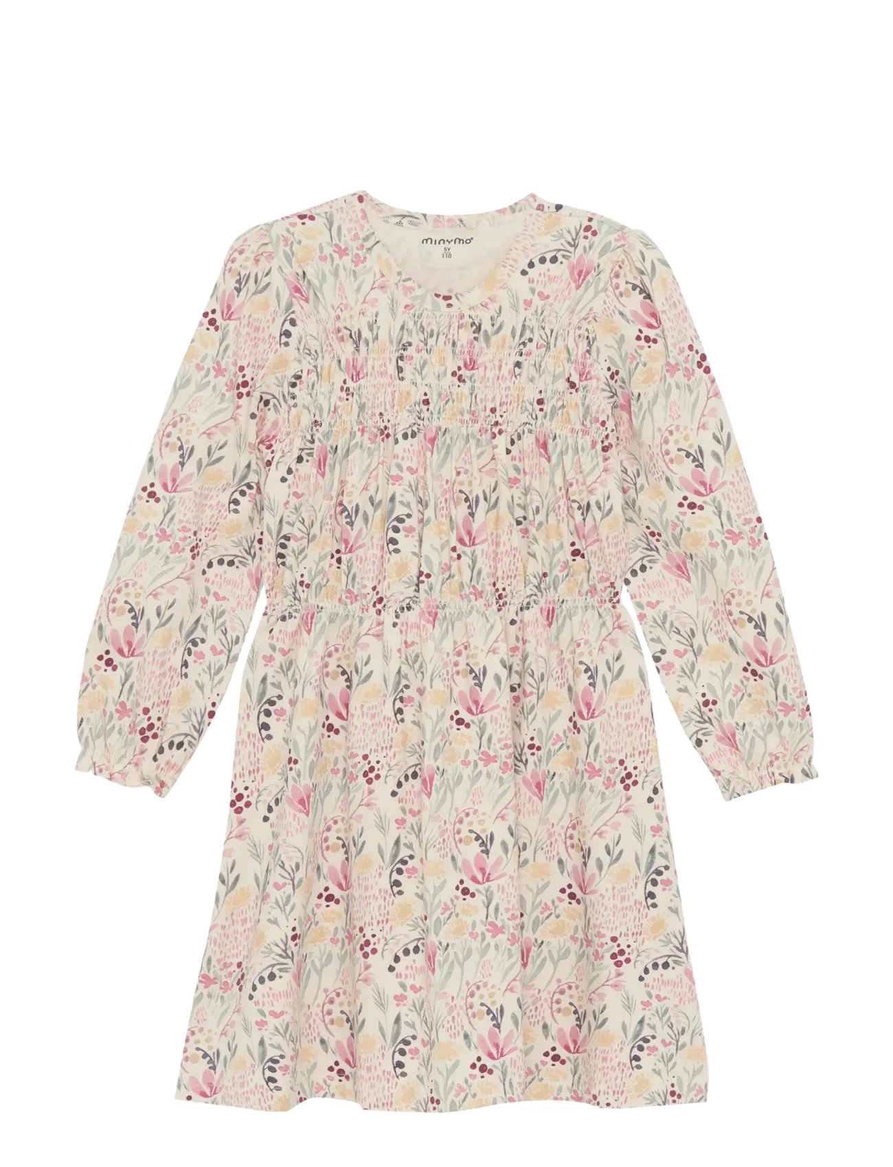 Minymo Dress LS AOP - Riided - SANDSHELL / pink/rose