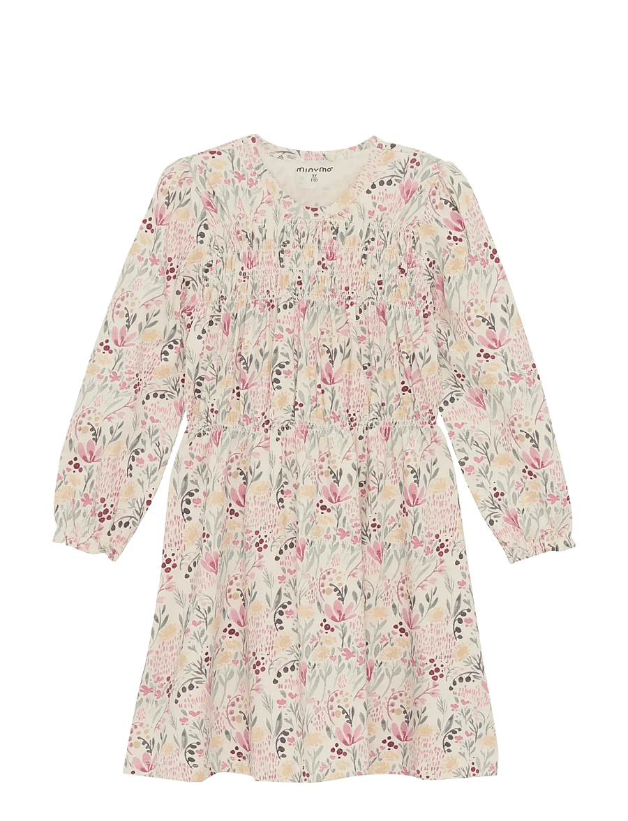 Minymo - Dress LS AOP - sukienki codzienne z długim rękawem - sandshell - 1