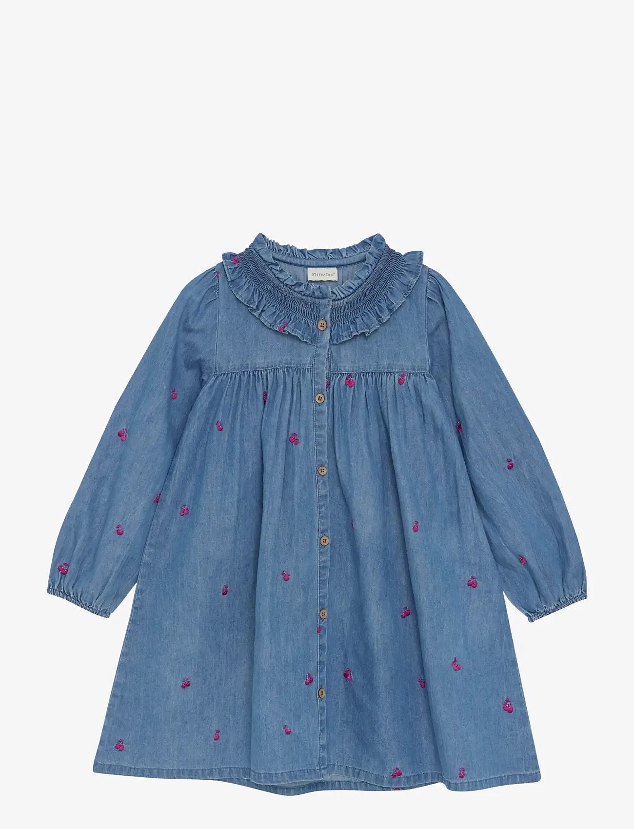 Minymo - Dress LS w. Emb - langærmede hverdagskjoler - ombre blue - 0