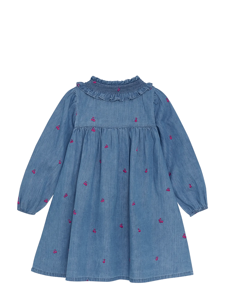 Minymo - Dress LS w. Emb - langermede hverdagskjoler - ombre blue - 1