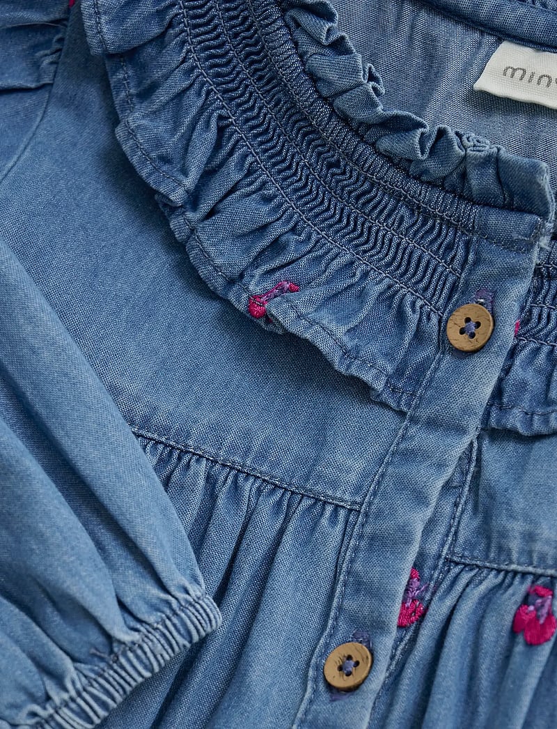 Minymo - Dress LS w. Emb - langærmede hverdagskjoler - ombre blue - 2