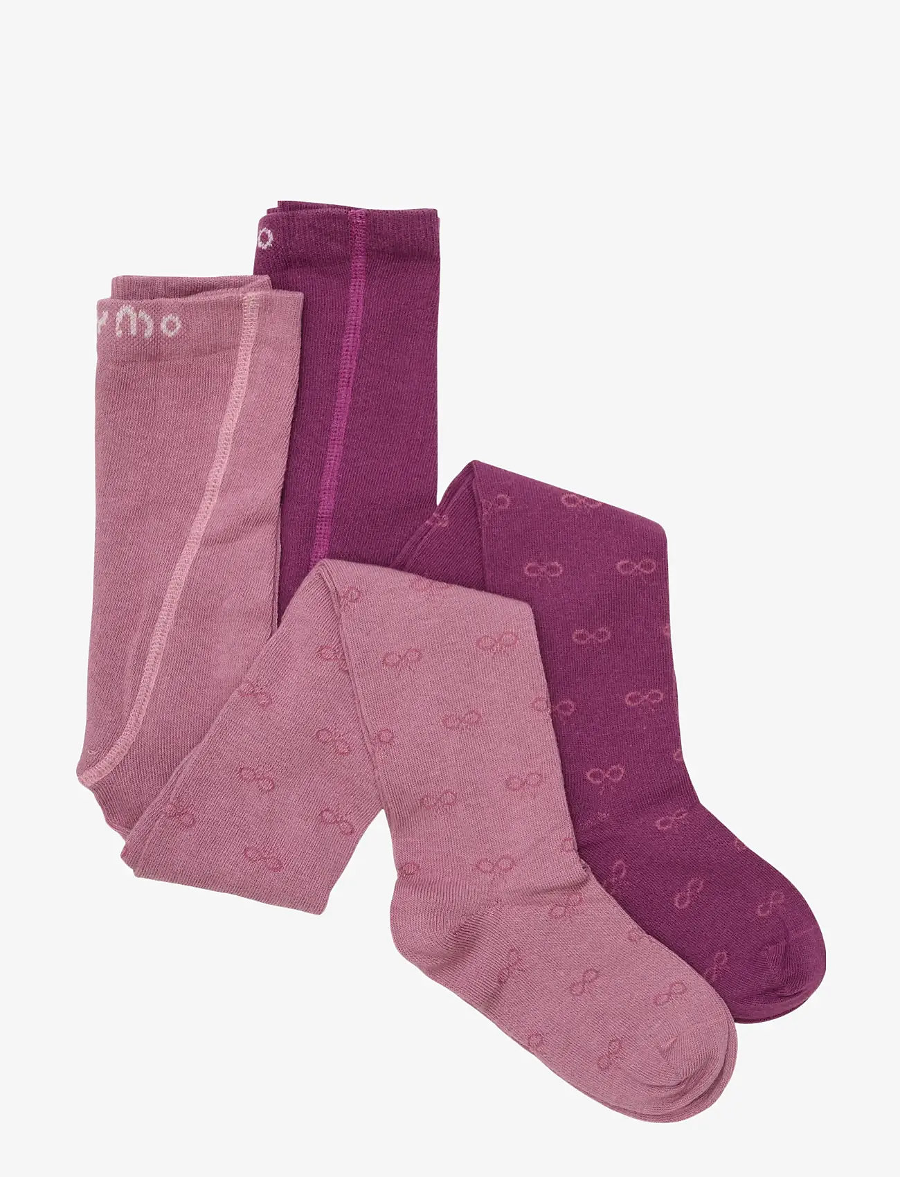 Minymo - 2-Pack Stockings w. Pattern - herbstliche kleidung - mauve orchid - 0