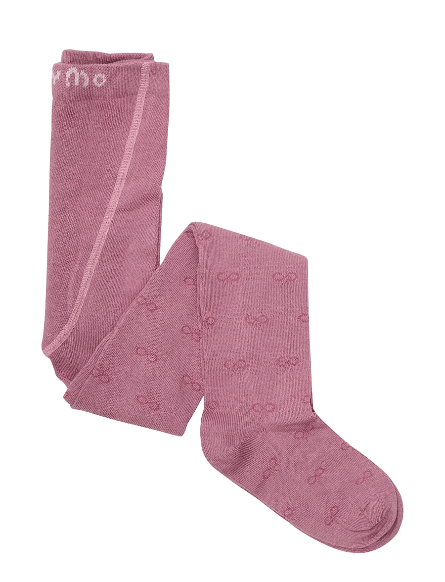 Minymo - 2-Pack Stockings w. Pattern - sokid - mauve orchid - 1