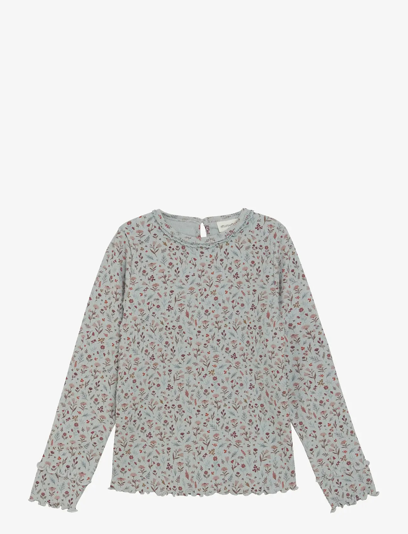 Minymo - T-shirt LS AOP Rib - pikkade varrukatega t-särgid - puritan gray - 0