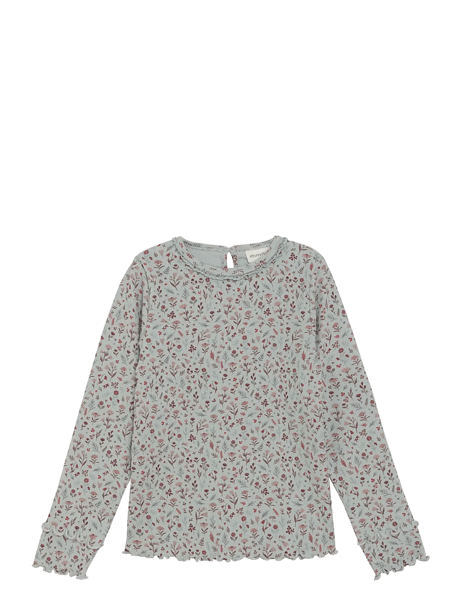 Minymo - T-shirt LS AOP Rib - langermede t-skjorter - puritan gray - 0
