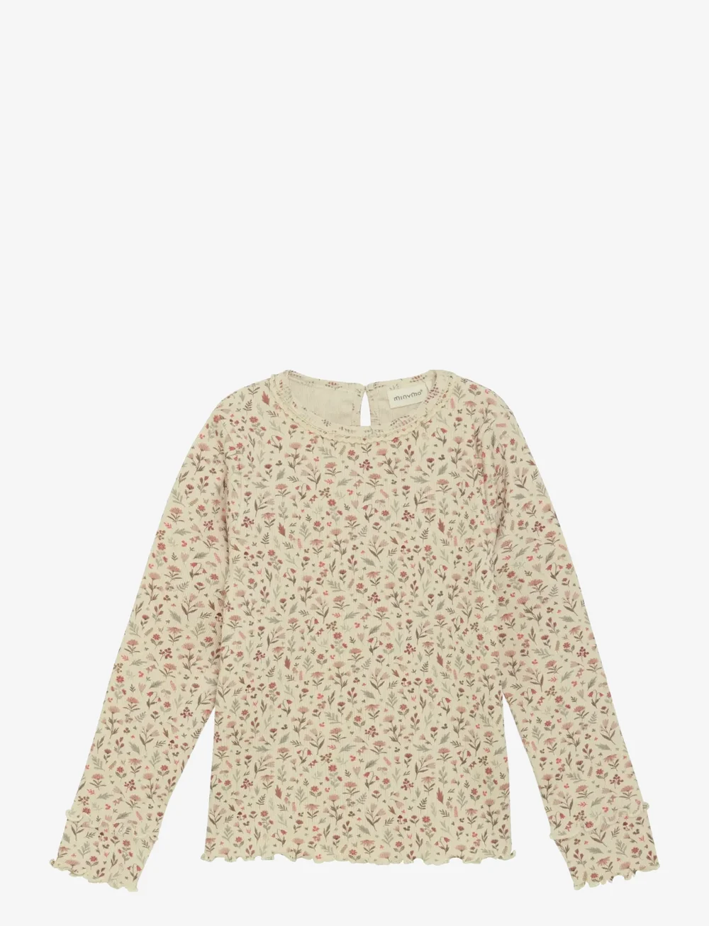 Minymo - T-shirt LS AOP Rib - långärmade t-shirts - sandshell - 1