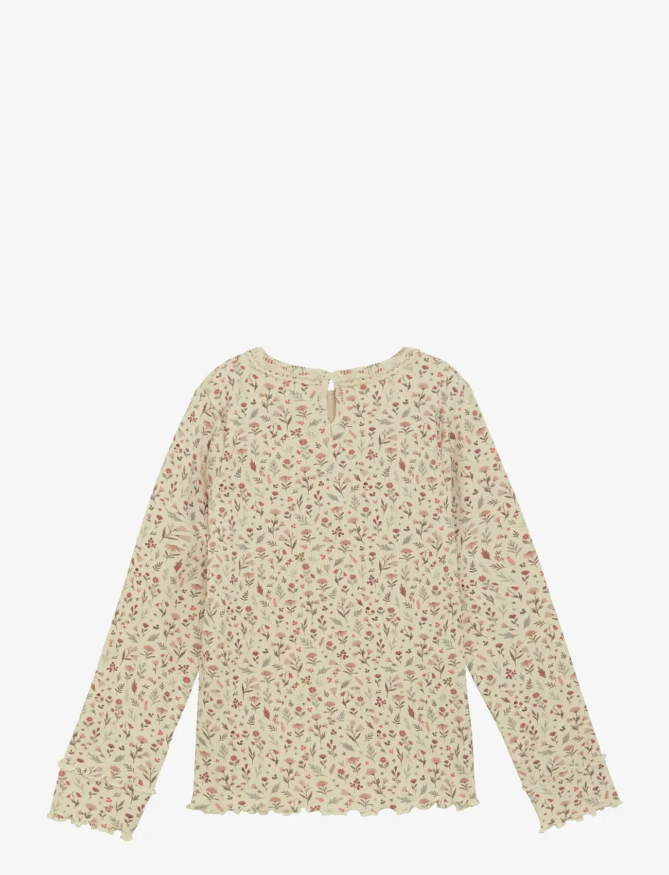 Minymo - T-shirt LS AOP Rib - long-sleeved t-shirts - sandshell - 2