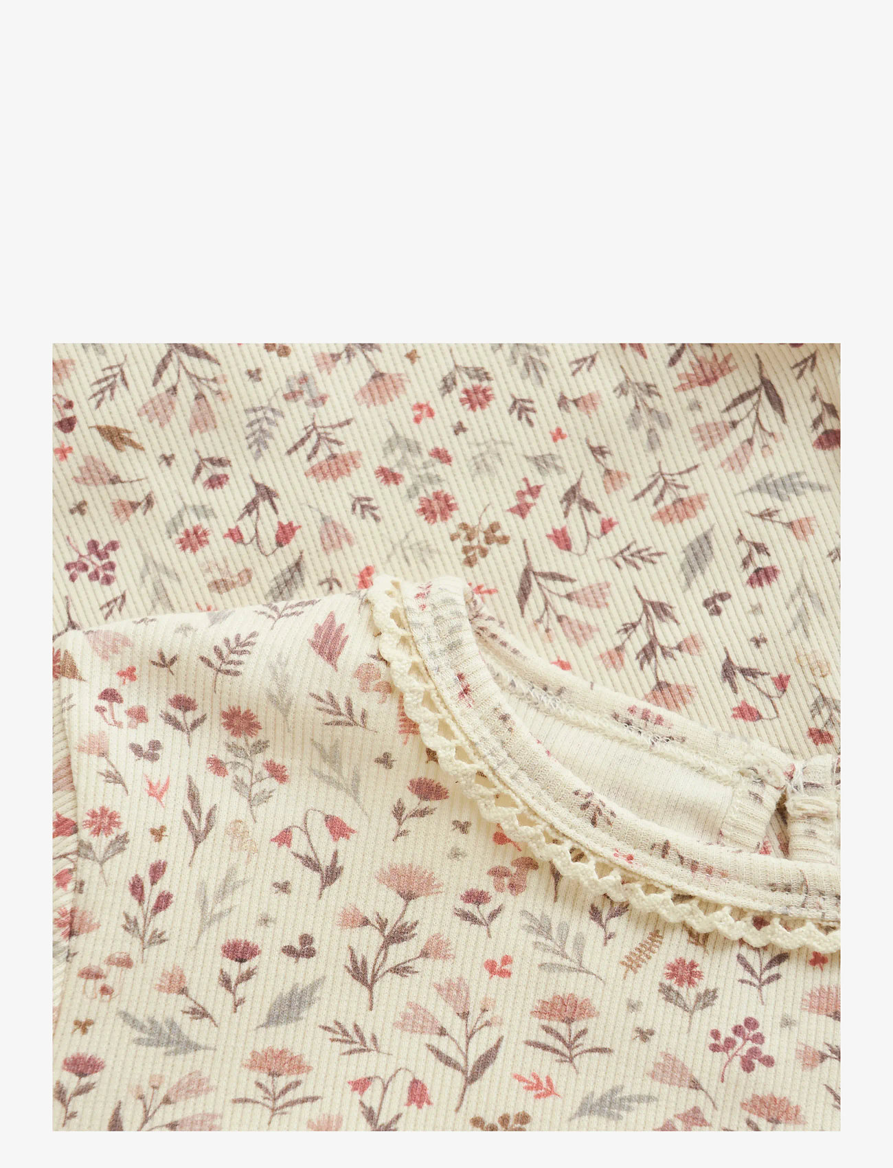 Minymo - T-shirt LS AOP Rib - long-sleeved t-shirts - sandshell - 3