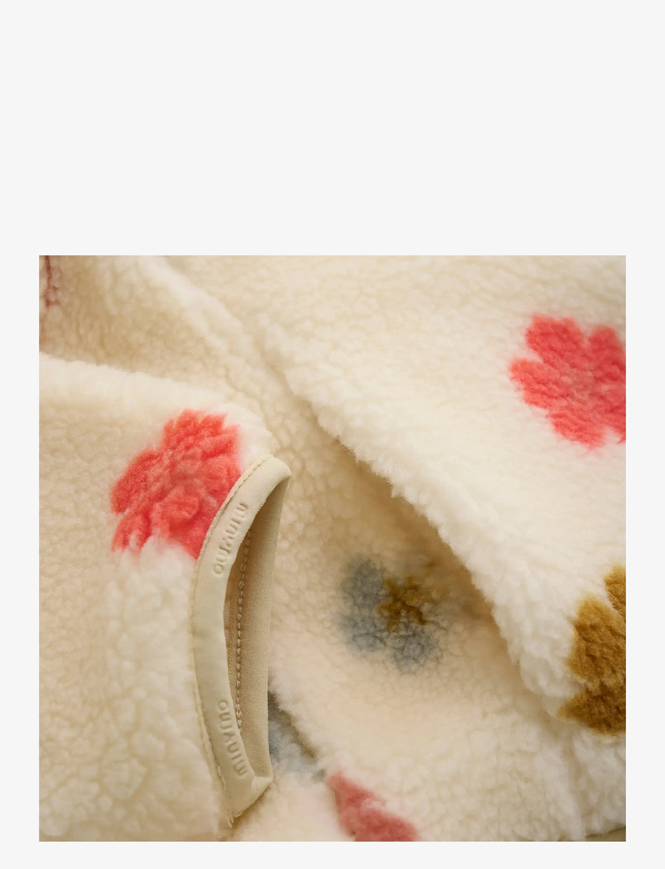 Minymo - Teddy Jacket AOP w. Lining - fleece jackets - sandshell - 3