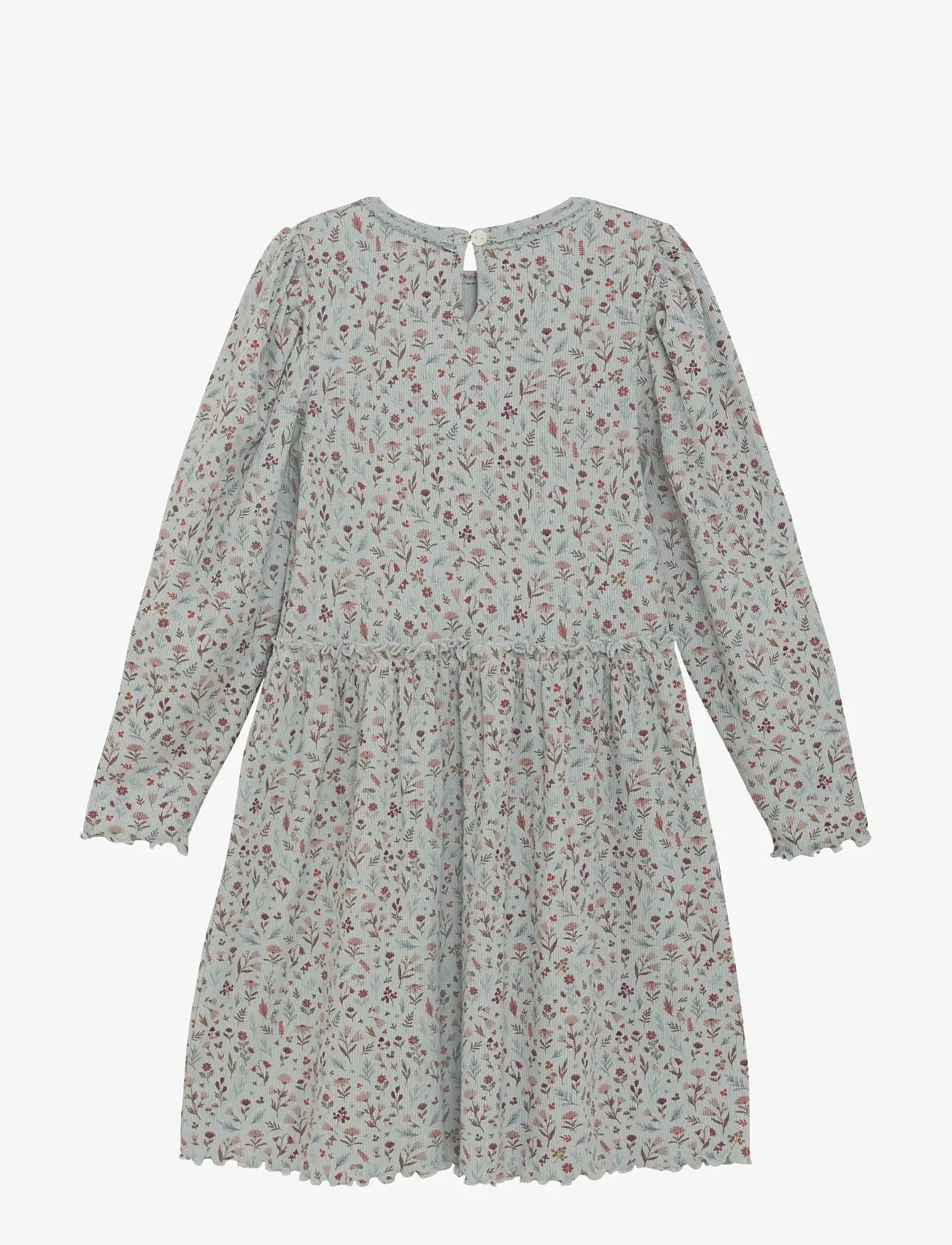 Minymo - Dress LS AOP Rib - langärmelige freizeitkleider - puritan gray - 1