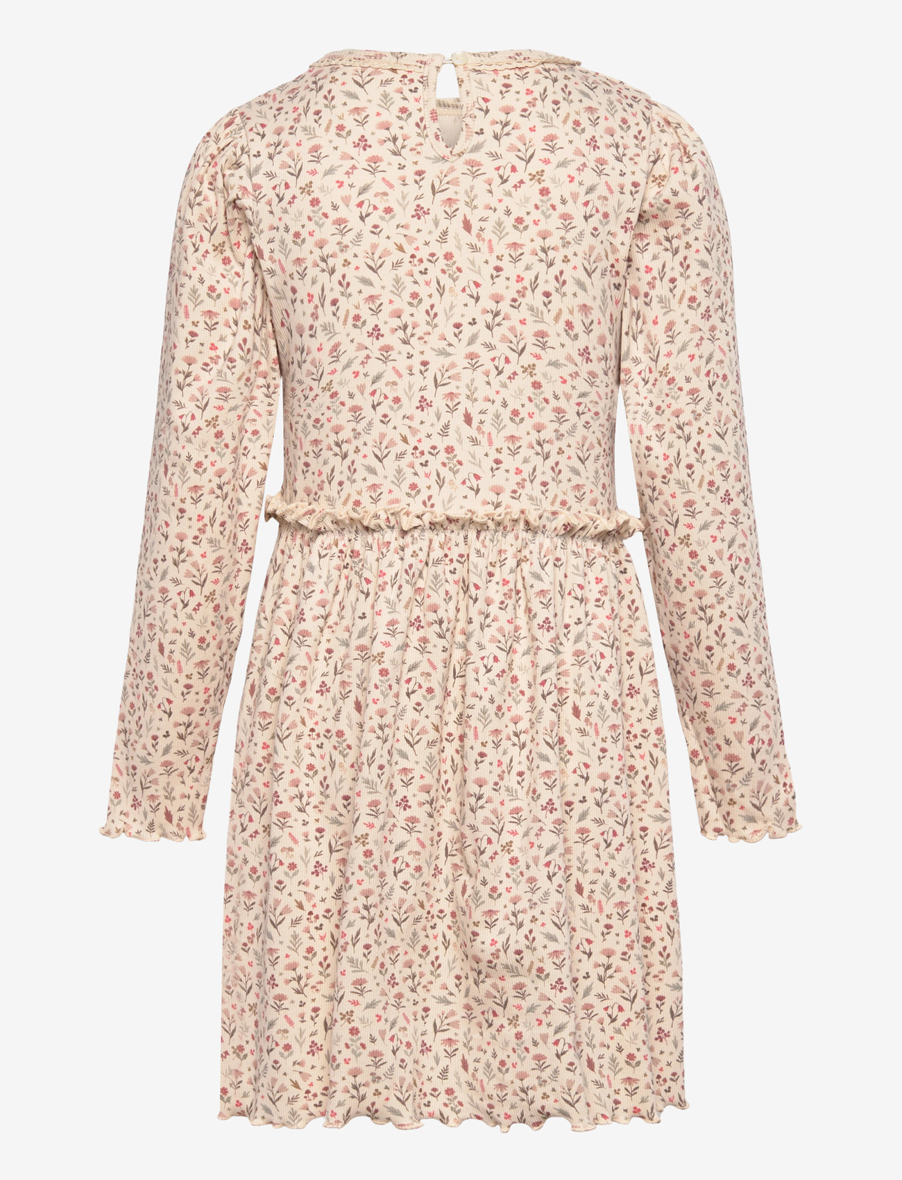 Minymo - Dress LS AOP Rib - langærmede babykjoler - sandshell - 1