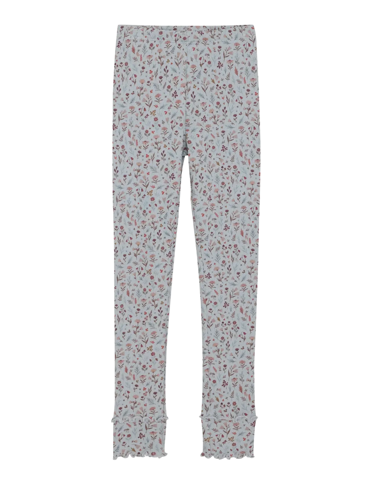 Minymo Leggings Aop Rib, Børn, Ribbede Leggings Med Helprint, Grå, Str: 110