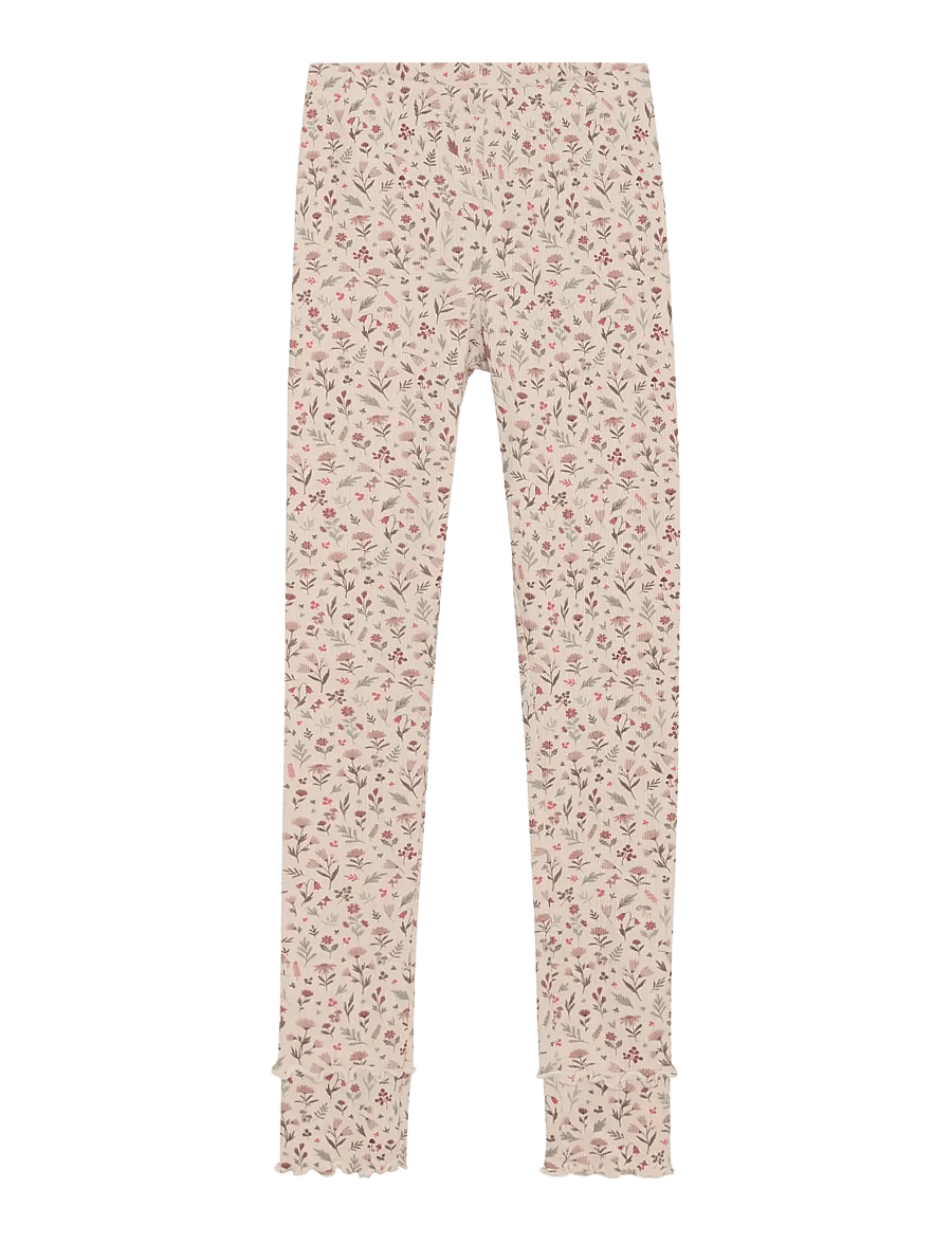 Minymo - Leggings AOP Rib - leggings - sandshell - 0