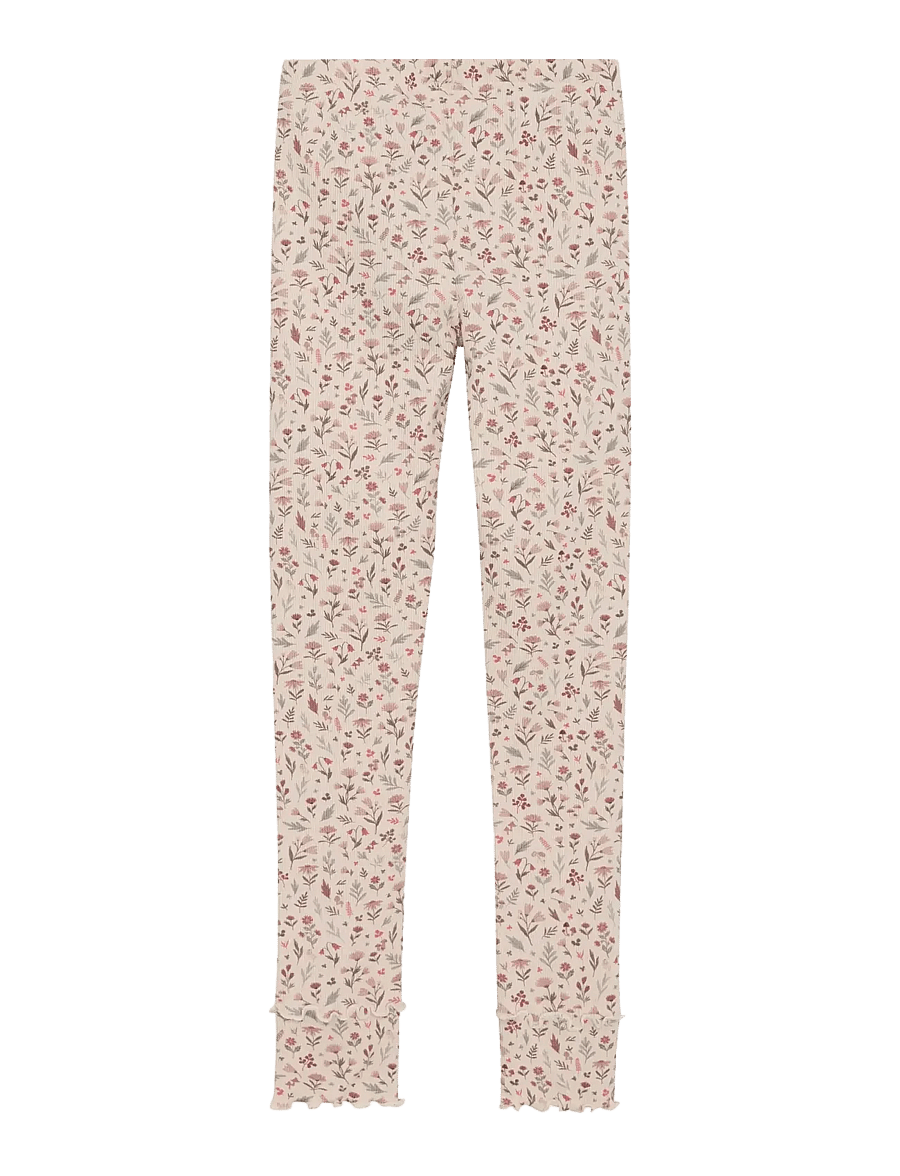 Minymo - Leggings AOP Rib - leggings - sandshell - 1