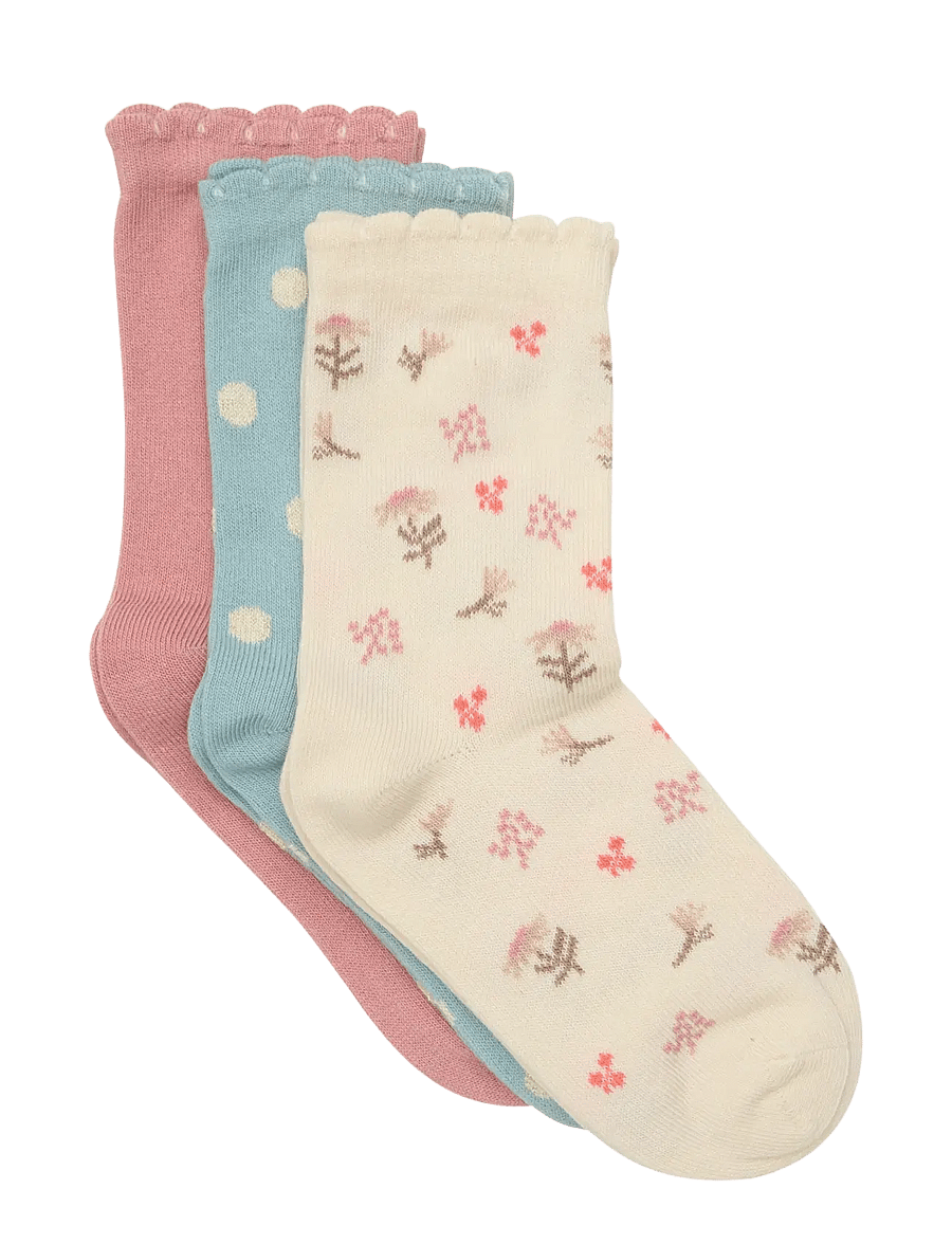 Minymo - 3-Pack Socks - sokid - withered rose - 0