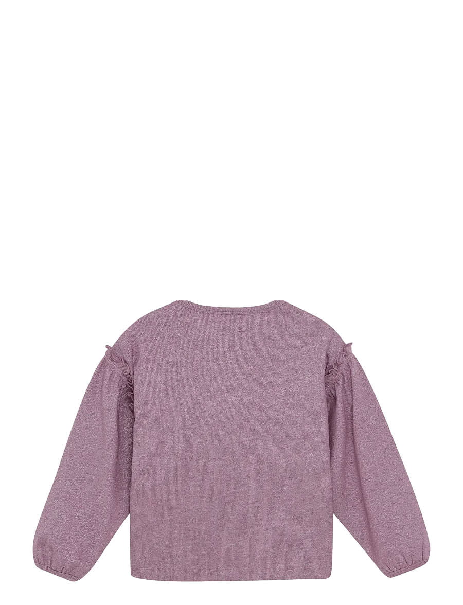 Minymo - T-shirt LS Glitter Rib - blouses & tunics - rose brown - 2
